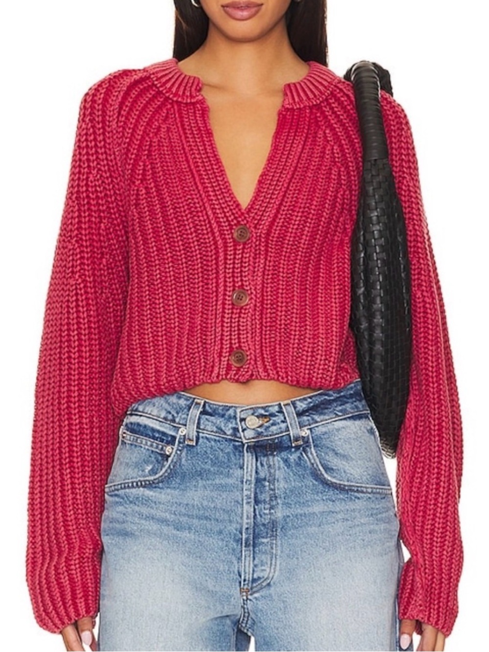 Free People Sweet Nothing Chunky Knit Cardigan Sweater - Pink XL